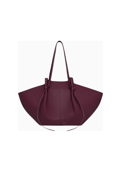 Yuzefi Large Mochi Bordo, Grained Deri Lüks Geniş Tote Omuz Çantası