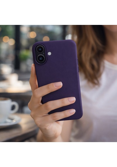 Apple Apple iPhone 17 Uyumlu Kılıf Renkli Lansman İçi Kadife Yumuşak Kamera Yükseltili Silikon Mor