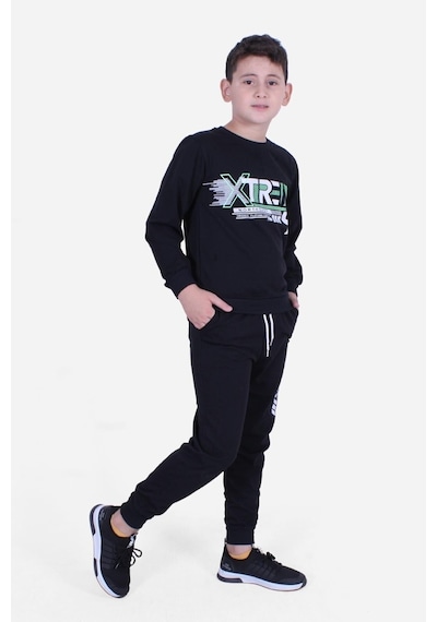 Fyk Kids Yuvarlak Yaka Baskılı Erkek Çocuk Eşofman Takımı Siyah