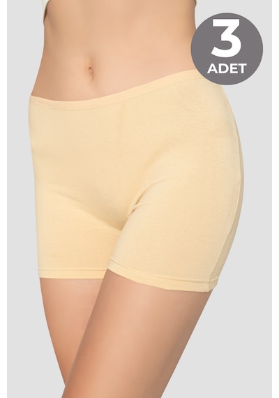 Arma Yıldız 3'lü Paket Kadın Ten Boxer Şort Pamuklu Likralı Ten