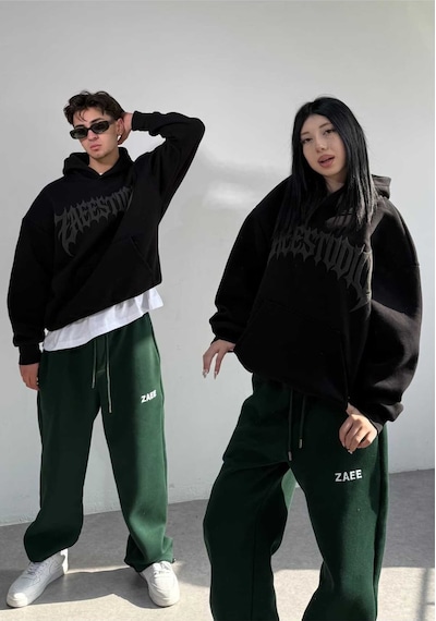 Zaee Zaeestudıo Renge Renk Baskılı Oversize Sweatshirt siyah