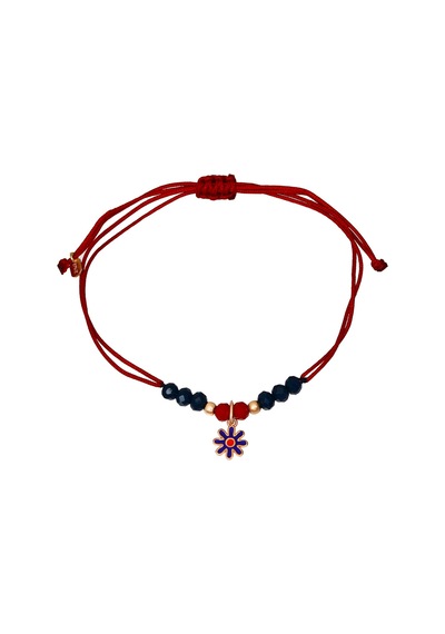 Gümüş Çiçek Motifli Taşlı Makrome Bileklik - B070101