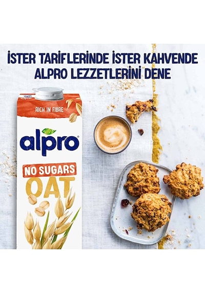 Alpro Şekersiz Yulaf Sütü 1 L Vegan Laktozsuz Bitkisel Bazlı