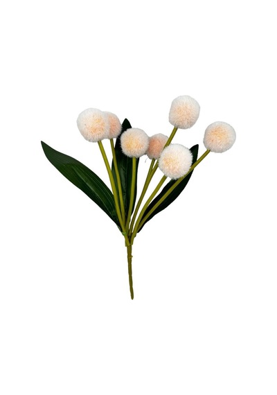 Yapay Çiçek Şampanya Rengi Pompon Çiçeği Dekoratif Yapay Çiçek 7 Toplu 30 20cm