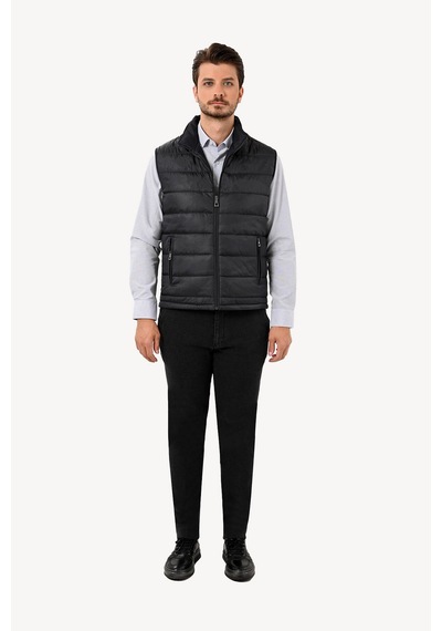 Ysf Erkek Siyah Regular Fit Desenli Yelek