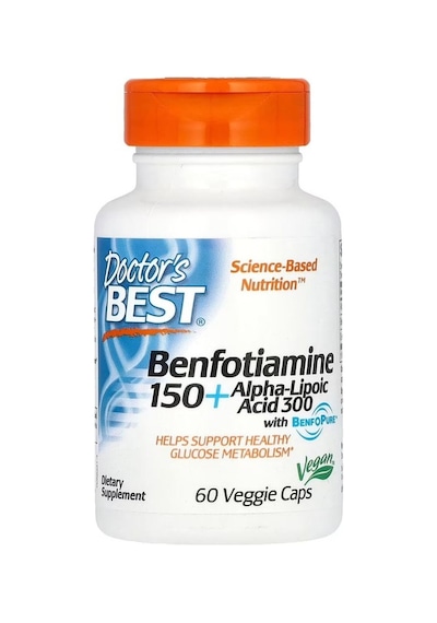 Doctor's Best Benfotiamine 150 Plus 300 Alfolipolic Acid With Benfopure 60 Veggie Kapsül