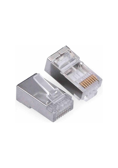 100 Adet - Cat5 Cat6 Metal Konnektör Jack 8p8c Rj45 Ağ Bağlantı Konnektörü