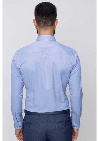 Efor Slim Fit Pamuk Saten Klasik Mavi Gömlek Gk 604 Mavi