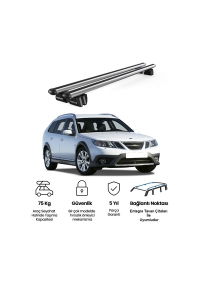 Pençe Saab 9-3x Ara Atkı 2009-2012 Uyumlu Gri Ara Atkı Port Bagaj Tavan Barı