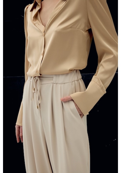 Sateen Talia Pantolon - Bej-137097 Bej