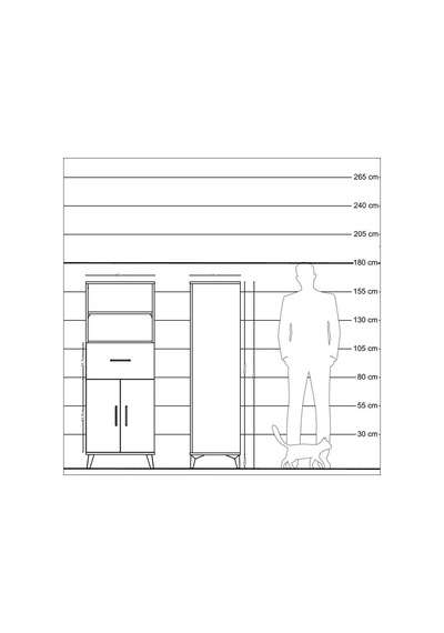 Hyperion Dolap 3 Raflı Tek Çekmeceli 2 Kapaklı 60x44x163 Aytaşı-çam Aytası