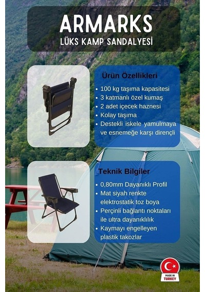 2 Adet Kamp Sandalyesi, Katlanır Kamp Sandalyesi, Bardaklıklı Kamp Sandalyesi,plaj Piknik Sandalyesi Lacivert