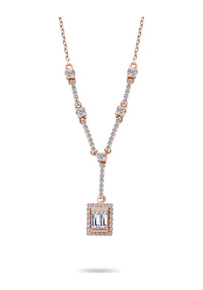 0.45 Karat Baget Pırlanta Kolye 34368195
