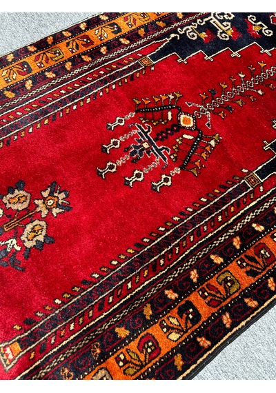 El Dokuma Seccade Çamardı Halısı 100x190 Kırmızı Yün Namazlık