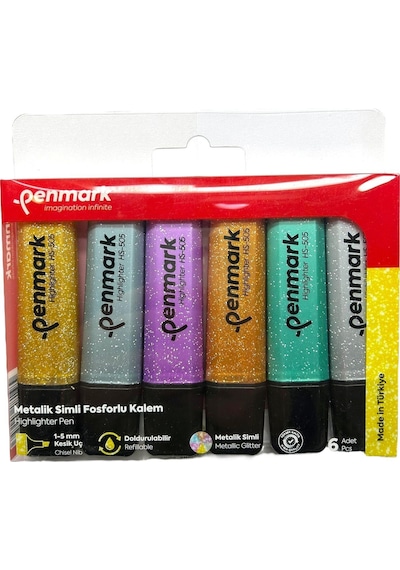 Penmark Fosforlu Kalem 6'lı Asetat Karışık Renk Simli 8683181701793 Hs-505-6s 709694 Çok Renkli