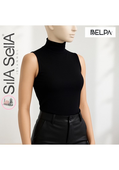 Belpa Sıla Sella Siyah Kadın Boğazlı Atlet Siyah