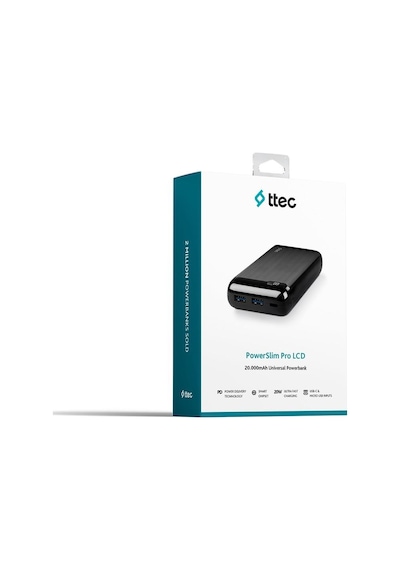 Ttec 2BB186S Powerslim LCD PD 20.000 mAh Taşınabilir Şarj Cihazı Powerbank