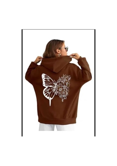 Kozia Outdoors Malkoçbey Baskılı Oversize Unisex Swetşhirt Kahve Kahve.