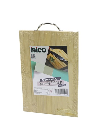 İbico İ22-201 Lüks Ahşap Bambu Kesim Panosu 22x32x1.7cm Metal Kulplu