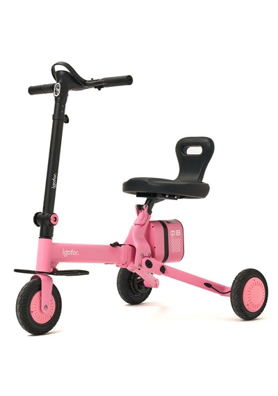 İgofor 3 Tekerlekli Katlanabilir Elektrikli Oturulabilir Scooter Pembe