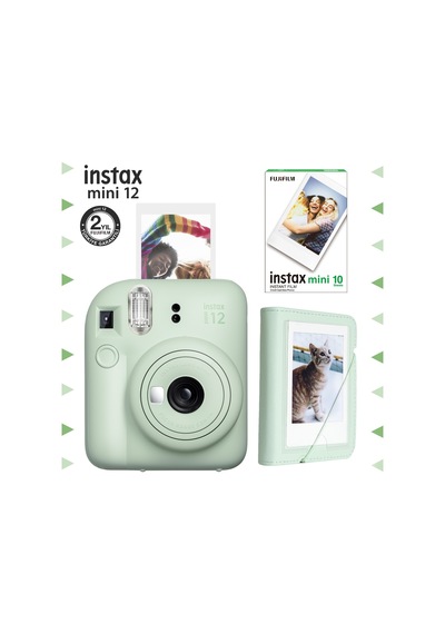 Fujifilm Instax Mini 12 Fotoğraf Makinesi + 10'lu Film + Mini Albüm Seti Yeşil