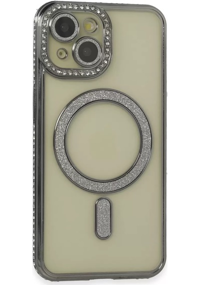 Newface Apple İphone 13 Kılıf Joke Simli Magneticsafe Kılıf - Gri