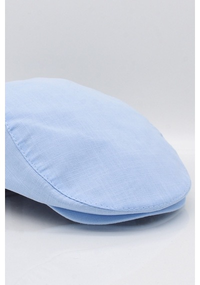 Külah Erkek Açık Mavi Kasket Keten Yazlık Flat Cap Şapka Açık Mavi-Standart