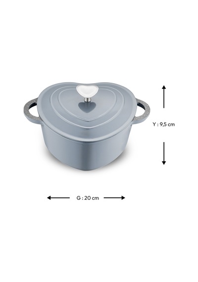 Emsan Kalp Döküm Tencere 20 Cm Gri