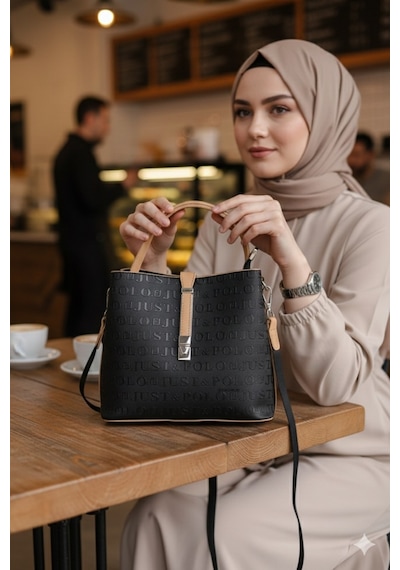 Just Polo Kadın Orijinal Just Polo 3 Bölmeli Ayarlanabilir Askılı Şık El & Omuz Çantası Shoulder Bag Siyah - Camel