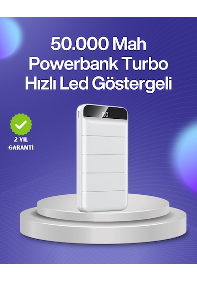 4 Cihazı Aynı Anda Şarj Edebilen Güçlü Powerbank 50000 Mah Çr