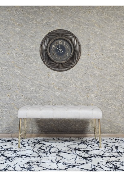 Zafir Gold Tel Ayaklı 90 Cm Puf Bench - Puf - Bench - Kasalı Oturak - Oturak - Yatak Ucu Puf Krem