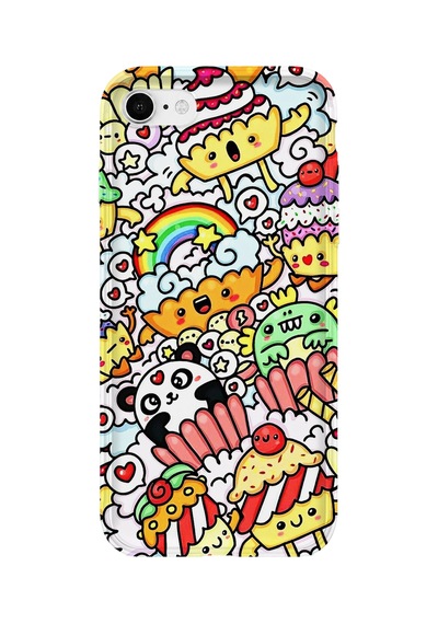İphone 8 Uyumlu Baskılı Şeffaf Telefon Kılıfı Koleksiyon: Snacktoon Delight 2