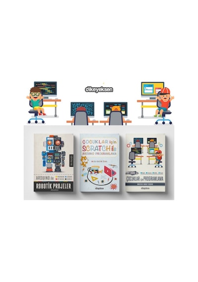 Çocuklar için Scratch ve Kodlama Eğitim Seti - 3 Kitap Takım - Akın Akçaoğlu - Dikeyeksen