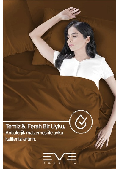 Eve Tekstil Fitted Yüksek Kaliteli Penye Kumaş Tek Kişilik Lastikli Çarşaf Kahverengi