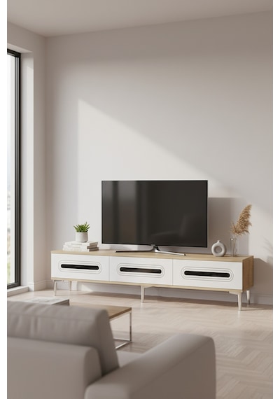 Tsa1806dbs - Rany Tsa180 Tv Stand, Tv Sehpası Ve Tv Ünitesi Safirmeşe-beyaz-sılver 180cm Tsa1806dbs - Rany Tsa180 Tv Stand, Tv Sehpası Ve Tv Ünitesi Safirmeşe-beyaz-sılver 180cm