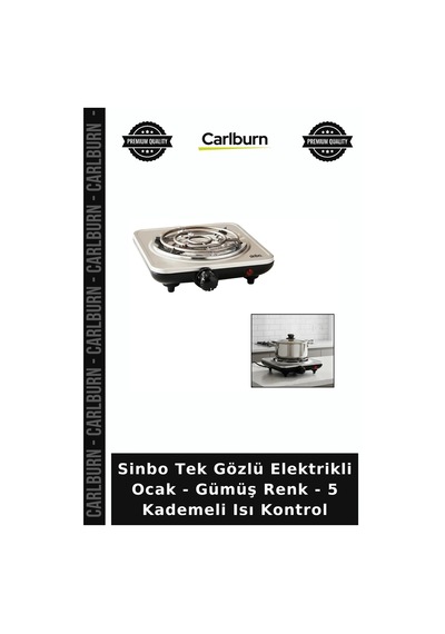Özel Üretim Pratik Mutfak Ofis Sinbo Tek Gözlü Elektrikli Ocak - Gümüş Renk - 5 Kademeli Isı Kontrol