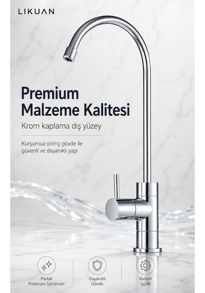 Premium Su Arıtma Musluğu Krom Tek Kollu Nsf Sertifikalı Ncps803cp Gümüş