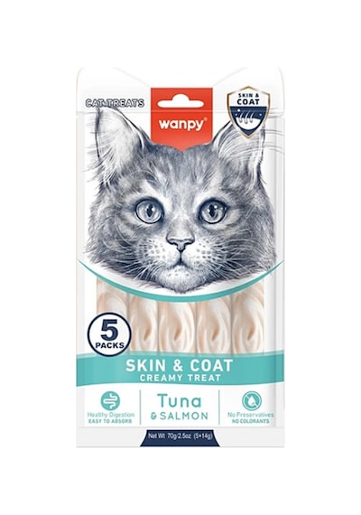 Wanpy Skin Coat Ton Balıklı Ve Somonlu Fonksiyonel Krema Kedi Ödülü 5x14gr
