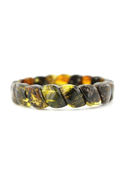 Kehribar Bileklik Özel Fosilli Roleks Tasarım Ambergold Blk23-42 Çok Renkli