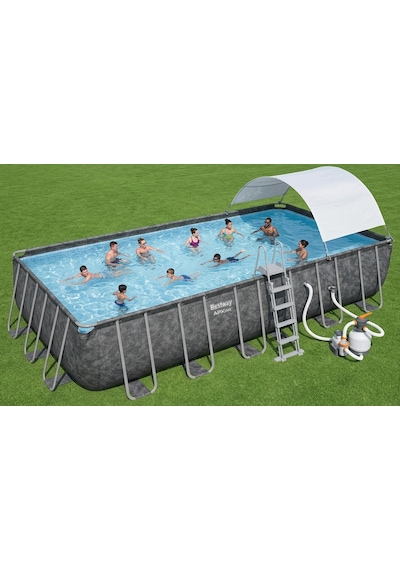 Bestway Apx 365 Gölgelikli Prefabrik Dikdörtgen Havuz Seti 732 Cm X 366 Cm X 132 Cm 561kg Bw587
