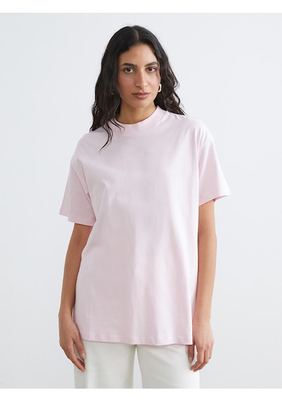 Lcw Modest Pembe Bisiklet Yaka Kadın Tişört