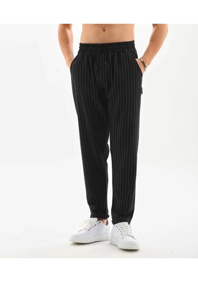 Modavra Unisex Çizgili Eşofman Altı - Siyah 001
