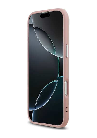 Apple Uyumlu iPhone 17 Air Kılıf Guess Lisanslı M-safeli Metal Kamera Çerçeveli Üçgen Logolu Glitter Pembe Pembe
