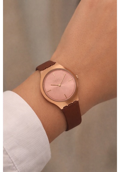 Slim İnce Kasa Ve Silikon Kordon Kadın Kol Saati Dx.1417.2rpk Kahverengi - Rose Gold