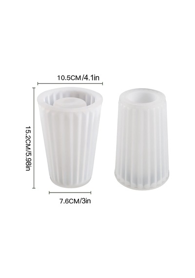 Epoksi Silikon Kalıp Çizgili Geniş Vazo Kalıbı Beton Taş Tozu Vazo Mum Kalıbı 10.5x15.2 Cm