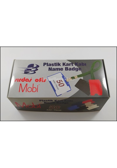 Yaka Kartı Poşeti Kimlik Boy Yatay Sert Plastik Mavi Kimlik Kartı