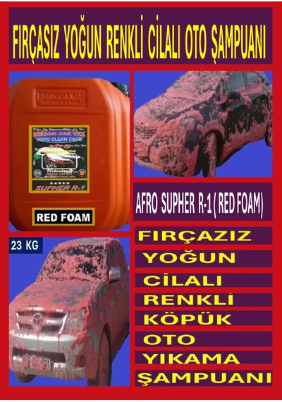 Afro Supher R-1 Renkli Cilalı Fırçasız Oto Yıkama Şampuan Köpüğü Özel Güçlü Temizleyici 23 Kg