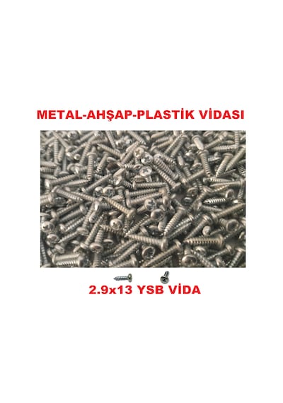 SAC VİDASI 2.9x13 YSB 250 ADET METAL AHŞAP PLASTİK VİDASI