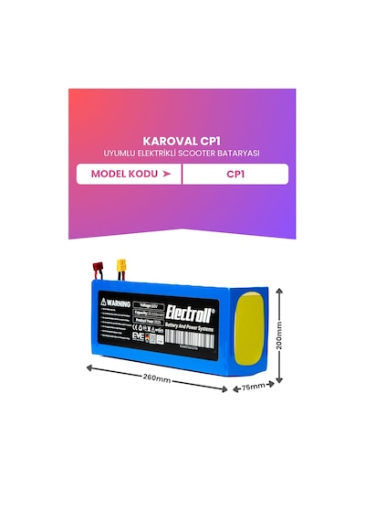 Karoval Cp1 Uyumlu Batarya Maksimum Kapasite 60v 30ah Elektrikli Scooter Bataryası Mavi