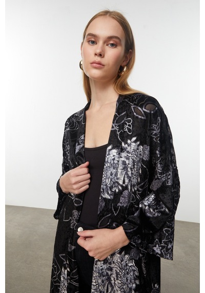 Mudo Kadın Kadın Multi Renk Püskül Detaylı Kadife Dokulu Kaftan 1248278